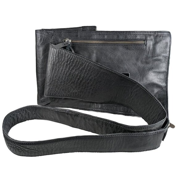 Rock, Paper, Scissors Black Leather Messenger Sling bag Crossbody NWT - Picture 9 of 13